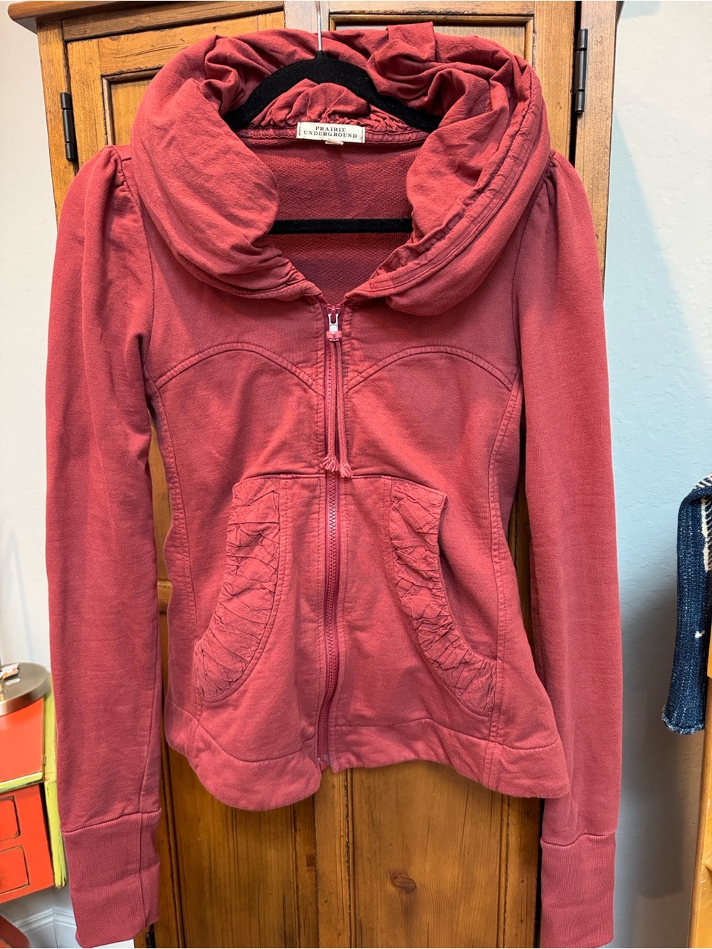 Prairie Underground Women's Short Cloak Hoodie in Burgundy